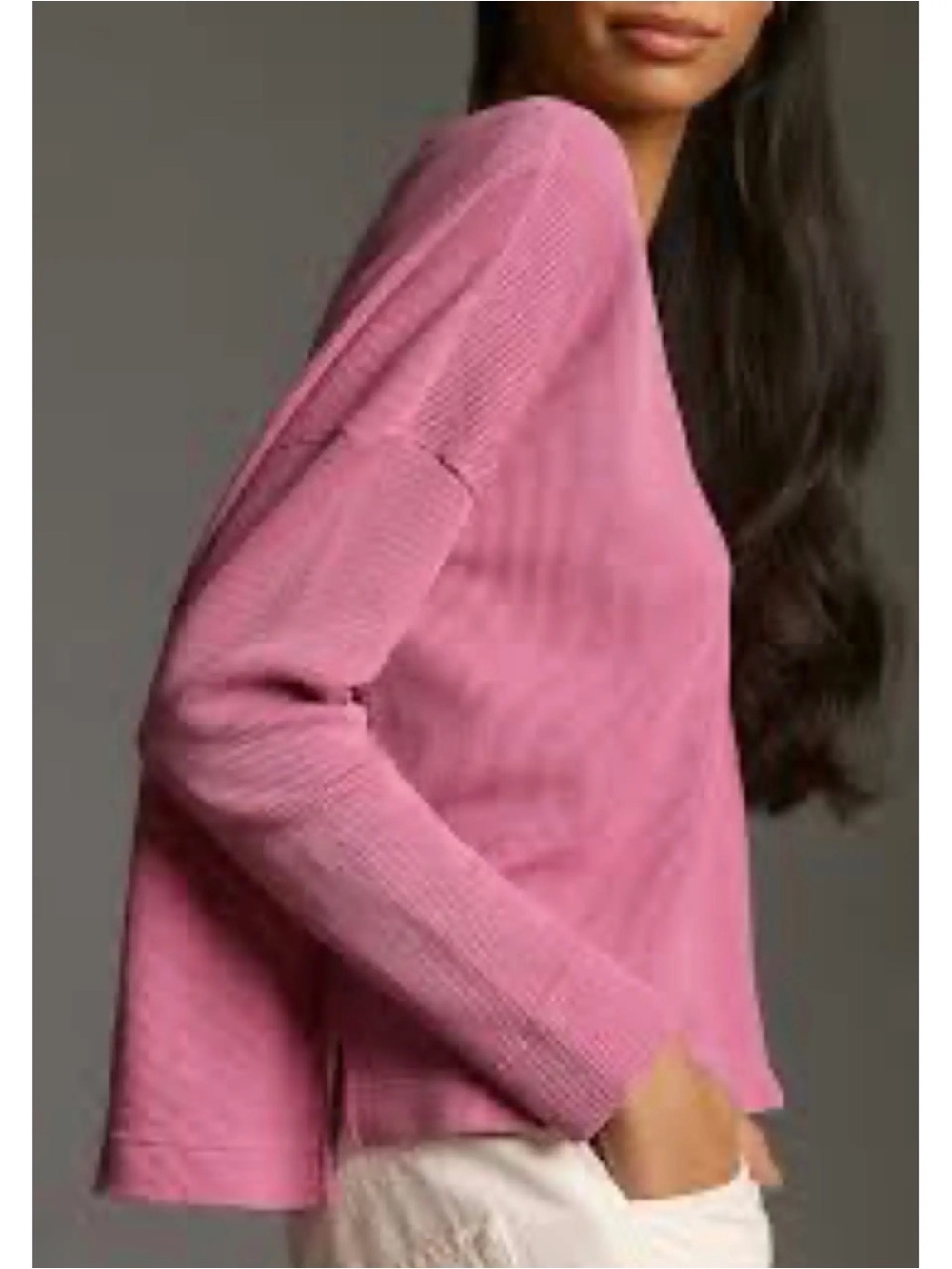 Anthropologie Daily Practice Waffle Light Pink Top